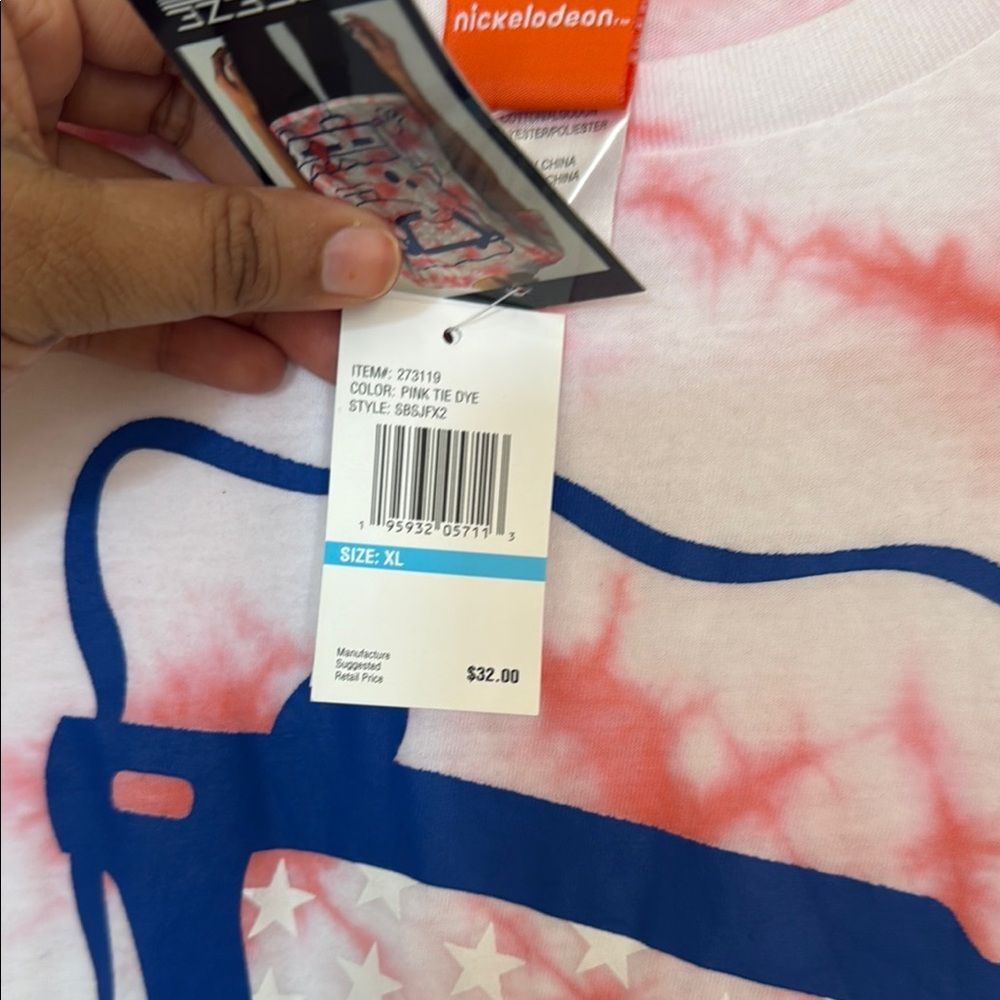 Nickelodeon Pink Tie-Dye SpongeBob  T-Shirt XL NWT - Picture 5 of 8